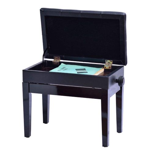  Aromzen Piano Bench PU Leather Storage Adjustable Height Padded Seat Keyboard Black US
