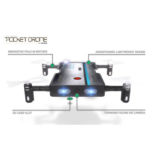  Odyssey Toys Airplanes Ody-1716NX Real Drone That Takes HD Video and Pictures. Fold Out Motors Makes It The Same Size As a Smartphone-So It Really Does Fit in Your Pocket, Green, 5