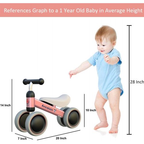  Ancaixin Baby Balance Bikes Bicycle Children Walker 6-24 Months Toys for 1 Year Old No Pedal Infant 4 Wheels Toddler First Birthday Christmas Thanksgiving Gift