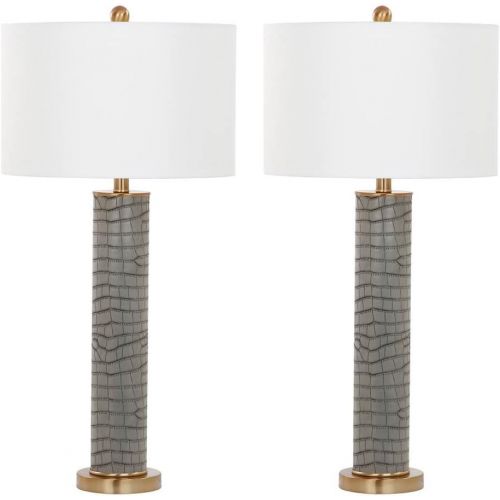 Safavieh Lighting Collection Ollie Grey Faux Alligator 31.5-inch Table Lamp (Set of 2)