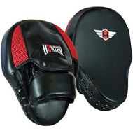 Hunter Boxing Pads Gel Focus Mitts Leather MMA Muay Thai Hook and Jab Curved Kickboxing Training Strike Target Hand Pads Martial Arts Punching Shield