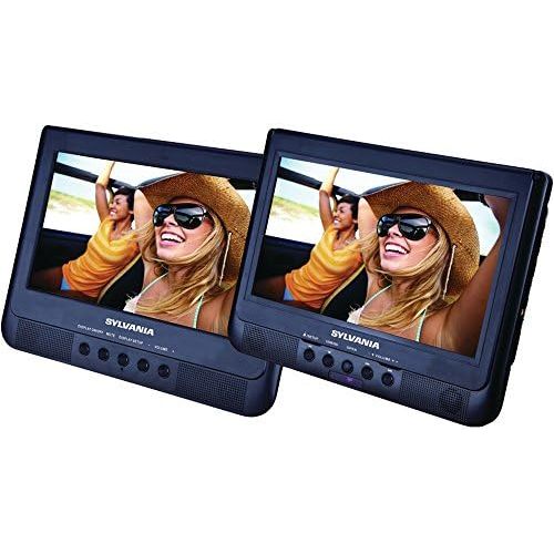  Sylvania 10.1-Inch Dual Screen Portable DVD Player with USB Card Slot to Play Digital Movies”