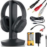 [아마존베스트]Sony Wireless Headphones for TV Watching (WHRF400R) with Transmitter Dock (TMRRF400)  6-ft 3.5mm Stereo + NeeGo RCA Plug Y-Adapter for TV