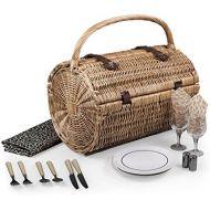 Picnic Time Dahlia Collection Barrel Picnic Basket with Service for Two, Brown