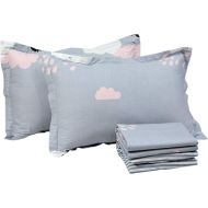 Abreeze 4 Pieces White Clouds Bed Sheet Set Soft Grey Bedroom Sets for Kids Twin