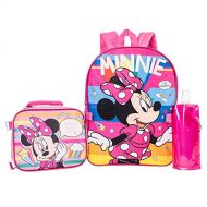 Minnie Mouse Backpack Combo Set - Disney Minnie Mouse Girls 4 Piece Backpack Set - Backpack & Lunch Kit (Pink)