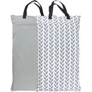 Wegreeco Reusable Hanging Wet Dry Cloth Diaper Bag (2 Pack, Grey Leaf, Grey)