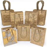[아마존핫딜][아마존 핫딜] ARTEZA Gift Bags 9.5”x7”x3.4”, Set of 15 with an Assortment of 5 Unique Metallic Foil Designs on Kraft Paper (3 of Each Design), for Christmas Gifts, Birthday Parties, Wedding Pres