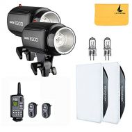 Godox 600W (2x300W) Photo Studio Strobe Flash Light Kit w RT-16 Channel Trigger Softbox Modeling Lamp (E300 kit)