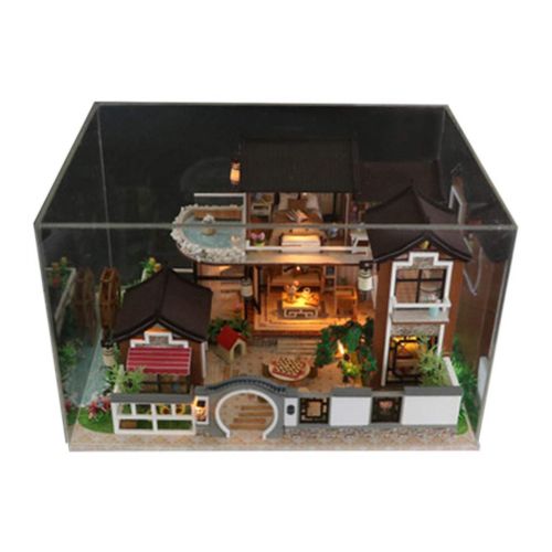  Sttech1-Home Sttech1 DIY Wooden Miniature Dollhouse Kit, Mini House Furniture Woodcraft Construction Kit, 3D Wooden Puzzle-Model Building Set for Friends,Lovers and Families