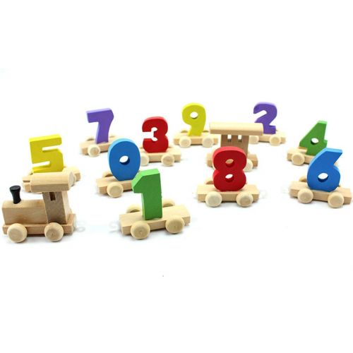  Muyindo Wooden Shape Train | Wooden Train with Numbers | Fine Motor Skills, Hand-Eye Coordination Toys for Kids | Learning Shape, Number, Counting and Color | Set of 12 Pcs | 3 & A