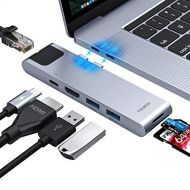 FALWEDI USB C Hub, MacBook Pro Adapter, Falwedi 7-in-2 USB-C Hub with Thunderbolt 3 5K@60Hz 100W PD, Ethernet Port, 4K@30Hz HDMI, 2xUSB 3.0 Ports, SD/TF Card Reader for MacBook Air 2018 an