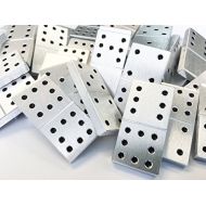 F2metalworks Double 9 Aluminum Dominoes with Black Dots - Standard Size Dominoes