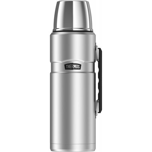 써모스 Thermos Stainless King 68 Oz Vacuum Insulated Bottle (Black & Silver, 2 Pack)