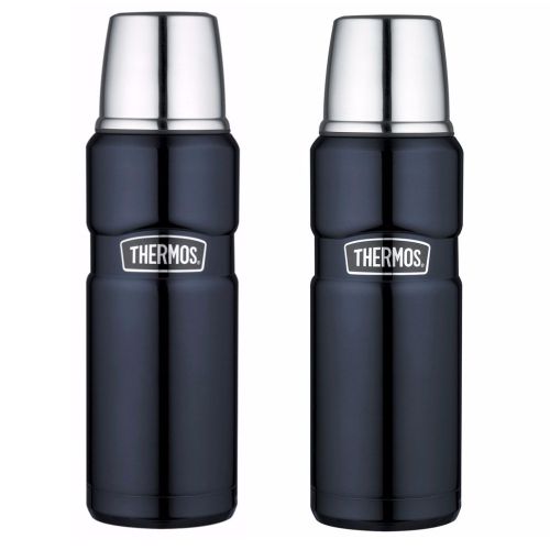 써모스 Thermos Vacuum Insulated 16 Oz Stainless King Drink Bottle (Midnight Blue) 2PK