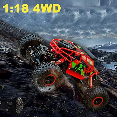  Gbell 1:18 Off-Road RC Vehicle Climber Monster Car, 2.4Ghz 4WD High Speed Remote Control Truck Pickup Car Buggy Kit Toy Birthday for Boys Kids 8-15 Years Old (Red)