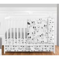 Sweet Jojo Designs Grey, Black and White Fox and Arrow Baby Boys or Girls 4 Piece Crib Bedding Set without Bumper