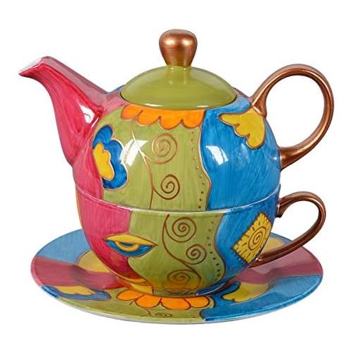  Aricola Tea for One - Teeset Lilly mit 400ml. Handbemaltes Porzellan Teeservice fuer eine Person.