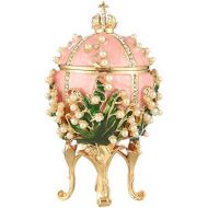 Danila-souvenirs danila-souvenirs Decorative Russian Faberge Style EggTrinket Jewel Box with Russian Emperors Crown & Flowers pink 3.2