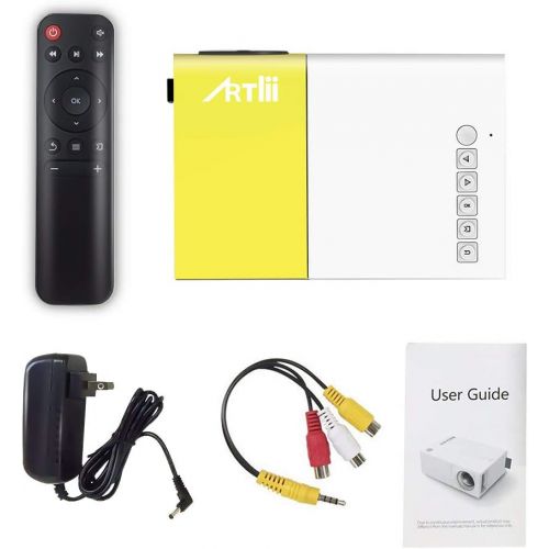  Video Projector, ARTlii Portable Movie Projector 130 Screen, 1080P Support LCD Projector iPhone Android Laptop USBAVSDHDMIVGA Input