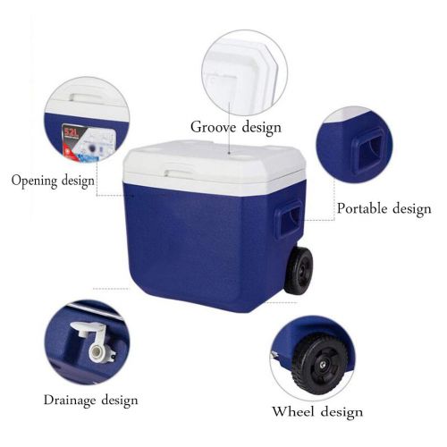  LIYANBWX Mini Fridge Cooler & Warmer Hot or Cold Cool Box with 4 Cup Holders and Retractable Handles Blue 52 Litre Capacity - Ideal for Home Bedrooms Offices Camping Car