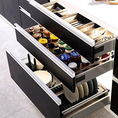  UEniko Vida UENIKA+ Large Cabinet Drawer Wood Cutlery Tray Expandable Utensil Organizer Flatware Drawer Dividers Kitchen Storage Organizer