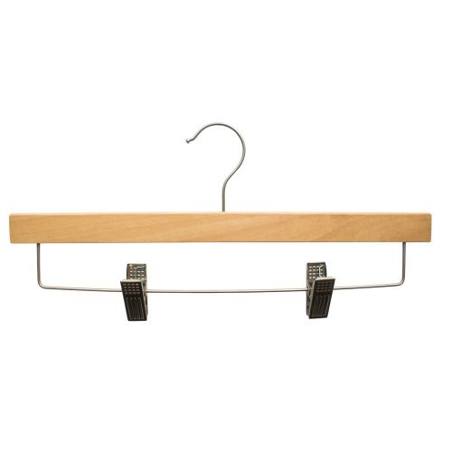 NAHANCO SL70014RC20 14 Slim Line Space Saving Wooden Skirt Hanger with Clips (Pack of 20), Natural