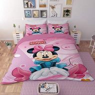 EVDAY Sweet Pink Minnie Duvet Cover Set for Girls Bed Set Including 1Duvet Cover,2Pillowcases King Queen Full Twin Size