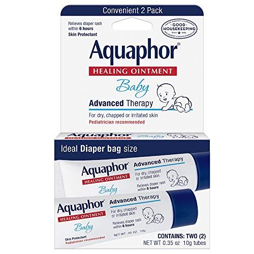 Aquaphor Baby Healing Ointment To-Go Pack - Advanced Therapy for Chapped Cheeks and Diaper Rash - Two .35 oz. Tubes