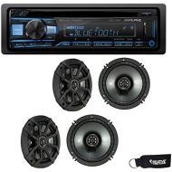 Alpine CDE-172BT CD Receiver with Bluetooth, and Two Pairs of Kicker 43CSC654 6.5 Speakers
