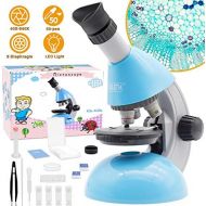[아마존 핫딜] [아마존핫딜]ECOOPRO Elecfly Microscope, Kids Microscope 40X- 640X with Science Kits Beginners Microscope Includes 25 Slides for Student Children-Blue
