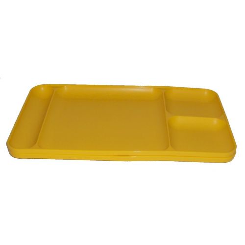  Tupperware Divided Dining TV Trays Picnic Kids Lunch Plates Yellow