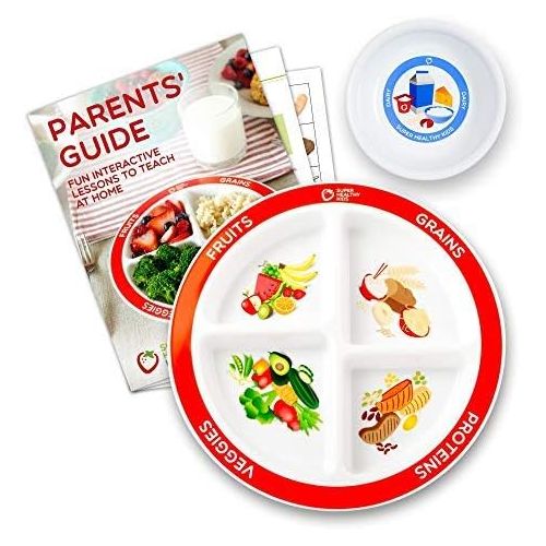 Health Beet MyPlate Divided Kids Portion Plate Plus Dairy Bowl and Lesson Plan for Picky Eaters