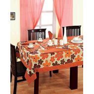 ShalinIndia Ivory Table Cover for Square Dining Table 4 Seater Floral Design with 4 Napkins 1 Runner 60x60 Inch Cotton