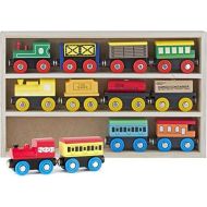 [아마존베스트]Play22 Wooden Train Set 12 PCS - Train Toys Magnetic Set Includes 3 Engines - Toy Train Sets For Kids Toddler Boys And Girls - Compatible With Thomas Train Set Tracks And Major Bra