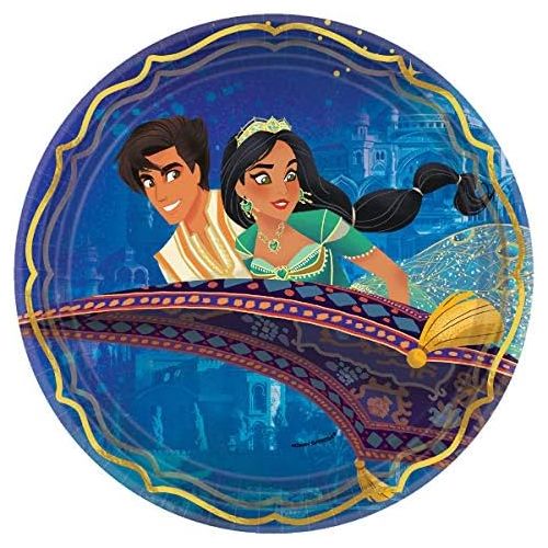  Aladdin Party Supplies Pack Serves 16: Dinner Plates Luncheon Napkins Cups and Table Cover with Birthday Candles