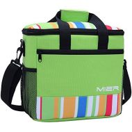 [아마존베스트]MIER 24 Can Large Capacity Soft Cooler Tote Insulated Lunch Bag Green Stripe Outdoor Picnic Bag