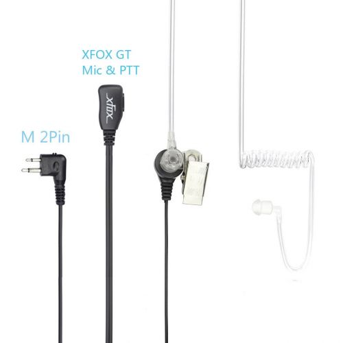  XFOX 10Pcs Xfox M2PE1210 PTT Clear Acoustic Coil Tube Earpiece Motorola 2Pin Police Earphone with Push to Talk & Line Mic Headset for Motorola Two Way Radio Walkie Talkie Devices requir