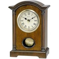 Bulova Dalton Chiming Pendulum Table Clock - Walnut Finish - Gold-Tone Accents