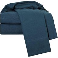 [아마존베스트]Nestl Bedding Heavyweight 100% Cotton Flannel Sheet Set, Twin - Navy Blue - Luxurious Soft Hypoallergenic and Very Silky Bedding Fabric Enjoy A Comfortable Sleeping Experience