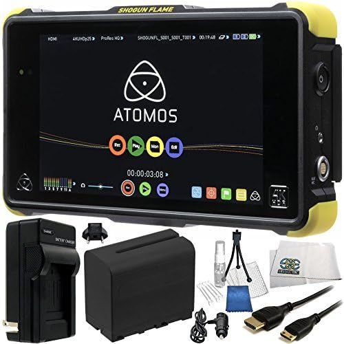  SSE Atomos Shogun Flame 7 4K HDMI12-SDI Recording Monitor 17PC Accessory Kit. Includes Replacement F970 Battery + ACDC Rapid Home & Travel Charger + Mini HDMI Cable + More