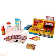 Dazzling toys Kids Toy Supermarket Store Playset - 12 Piece Set with Play Shop Cash Register, Barcode Scanner, Food Items, Money and More - By Dazzling Toys