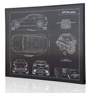 Engraved Blueprint Art LLC Ferrari GT4 Lusso Blueprint Artwork-Laser Marked & Personalized-The Perfect Ferrari Gifts