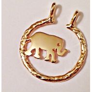 Ring Holder Necklace Pendant Only (no chain) Wildlife Elephant, 14K Solid Yellow Gold Custom by Ali C Art, Made in USA Unique Handmade Jewelry Keepsake Gift for Her, Wife, Mother,