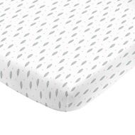 NoJo Aztec Mix & Match 100% Cotton Feathers/Triangles Fitted Crib Sheet, Pink, Grey, White