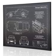 Engraved Blueprint Art LLC Ferrari 250 GTO Blueprint Artwork-Laser Marked & Personalized-The Perfect Ferrari Gifts