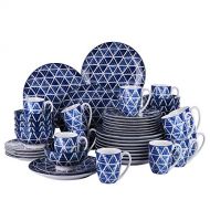 Vancasso Sasaki Porzellan Tafelservice, 48-teilig Geschirr Set fuer 12 Personen, Japanisch Stil, Blau