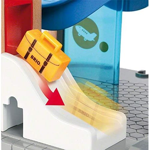  Brio Airport with Control Tower Wooden Train, Blue
