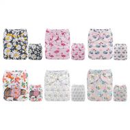 ALVABABY Baby Cloth Diapers One Size Adjustable Washable Reusable for Baby Girls and Boys 6 Pack with 12 Inserts