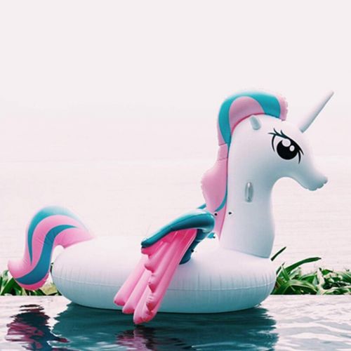  [아마존베스트]Tswinopty Rainbow Color Unicorn Fun Kids Swim Party Toy Non-toxic and Tasteless, Inflatable Floating Row, Inflatable Pool Float Summer Pool Raft, Inflatable Pool Toys Outdoor Water Lounge,Wh